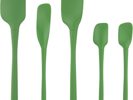 Tovolo Flex Core 5 Piece Silicone Spatula Set Heat Resistant All Silicone Utensils Include Non-Stick Spatula Spoonula Jar Scraper, Dishwasher Safe BPA Free Spatulas for Baking Mixing, Pesto Green
