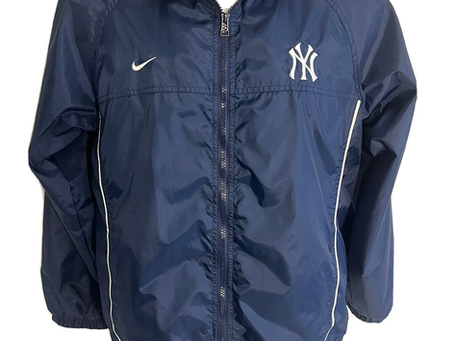 NY Yankees MLB Nike Team full zip blue jacket windbreaker youth