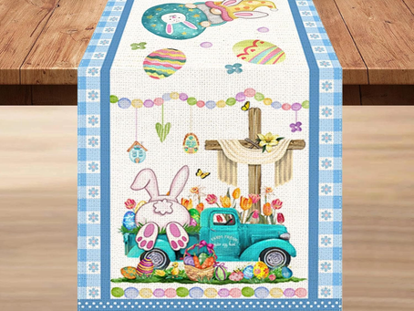 Bonsai Tree Easter Table Runner 72 Inches Long, Easter Bunny Eggs Table Runners Spring for Party Home Dinner Decor