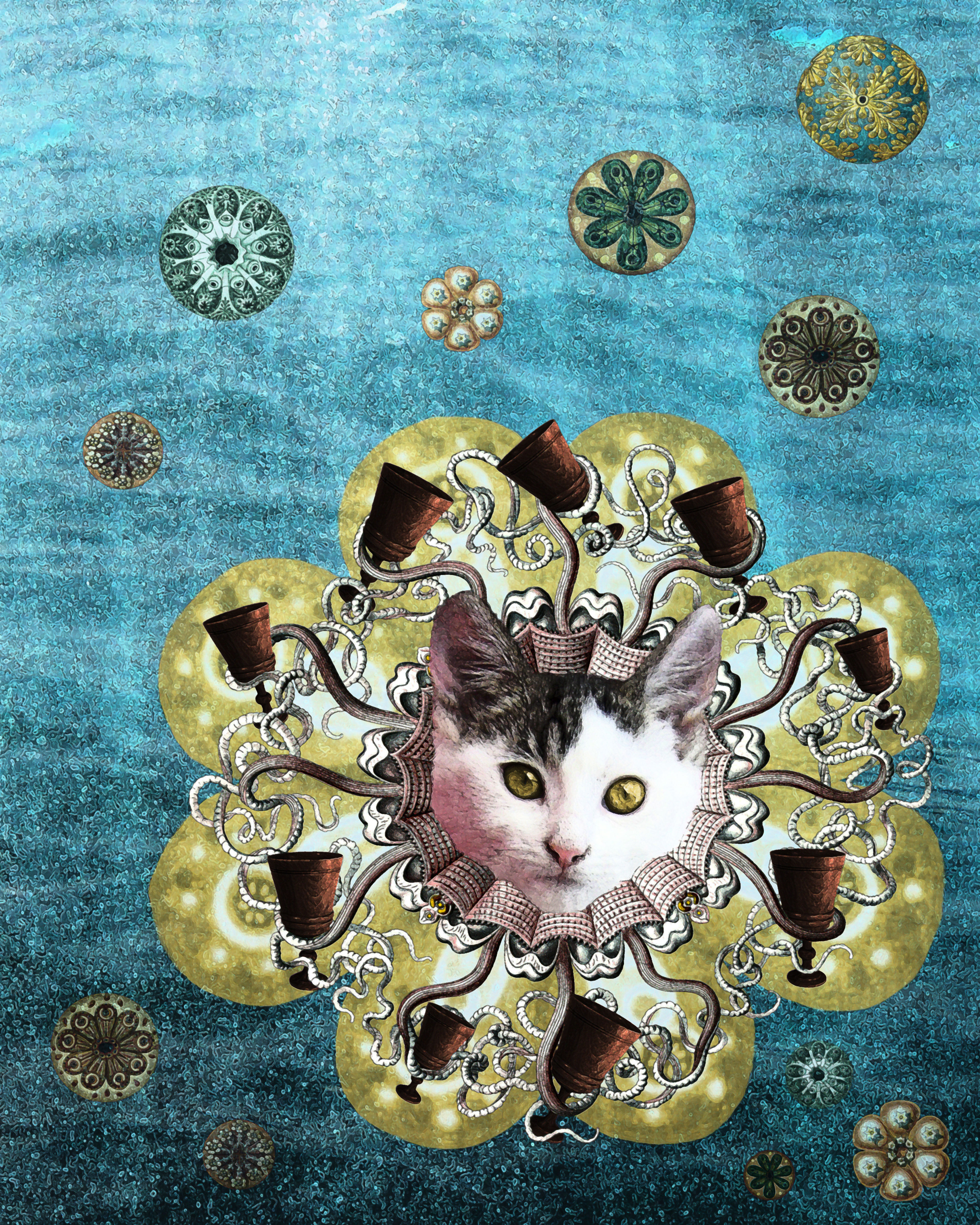 Nine of Cups Tarot Card from the Deck of the New Orleans Tarot Cats