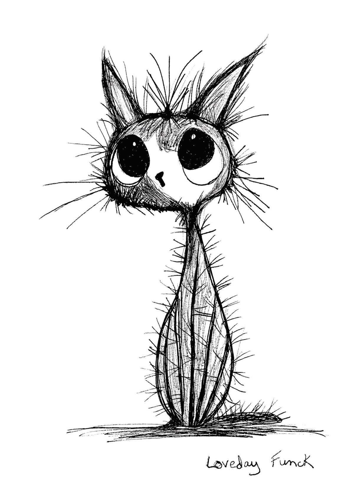 Prickles Cat - Original - Unbelonging by Loveday Funck