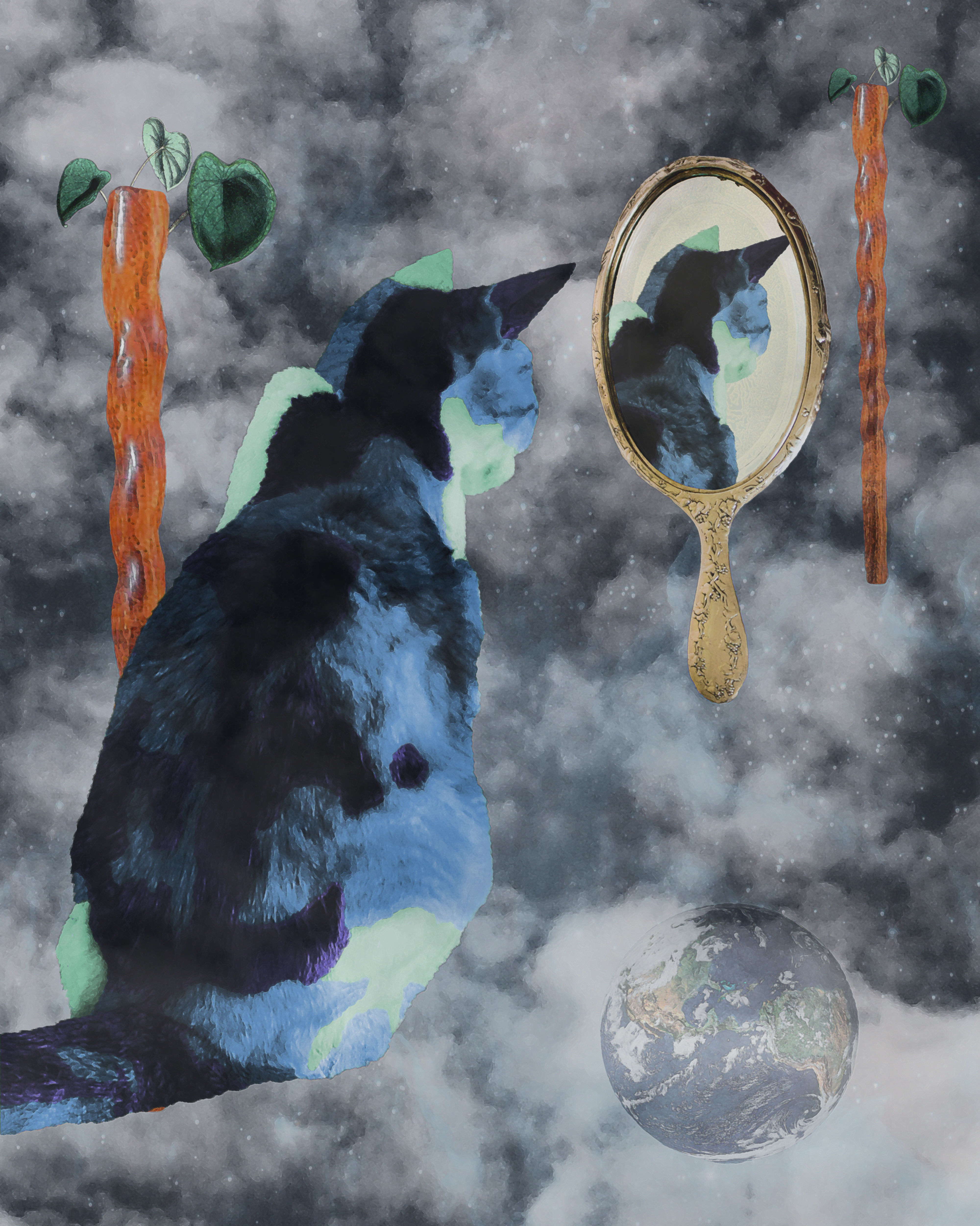 Two of Wands Tarot Card from the Deck of the New Orleans Tarot Cats