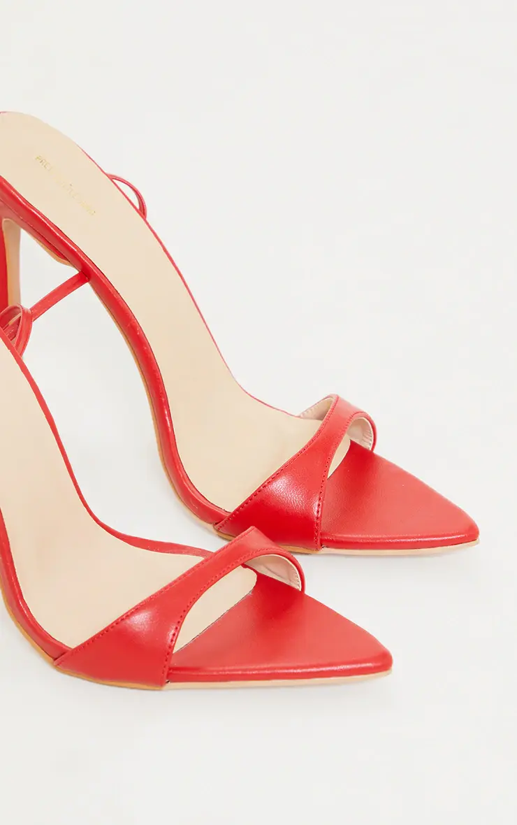 Miniature : SANDALES ROUGES EN SIMILICUIR À LACETS MONTANTS ET TALON HAUT