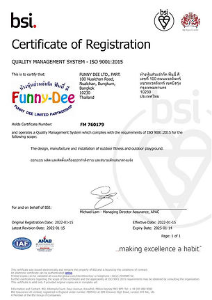 เอกสารรับรองมาตรฐานการผลิต ISO ของ หจก.ฟันนี่ดี