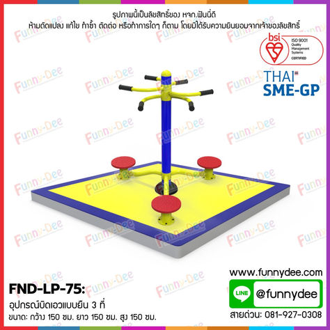 FND-LP-75: อุปกรณ์บิดเอวแบบยืน 3 ที่  