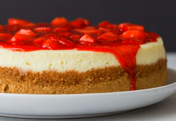 Vegan Baked Strawberry NY Cheesecake
