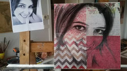 mixed media portrait on abstract background