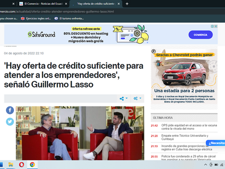 'HAY OFERTA DE CRÉDITO SUFICIENTE PARA ATENDER A LOS EMPRENDEDORES', SEÑALÓ GUILLERMO LASSO