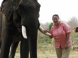 Dr. Ellen Dierenfeld with elephant