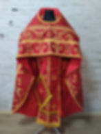 Thumbnail: Slavic style vestments in brocade - Priest vestments - Clothes garment red