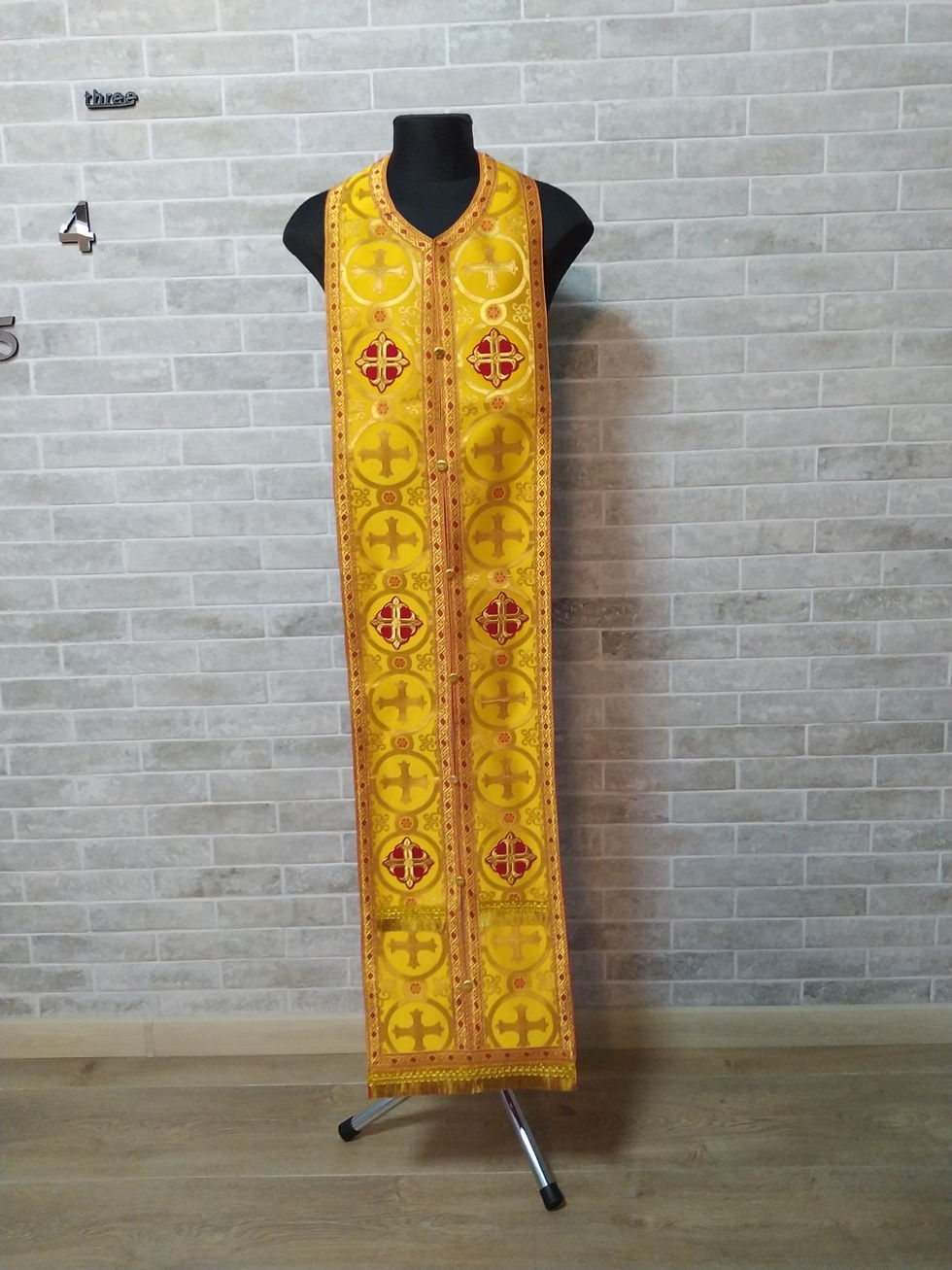Thumbnail: Greek brocade stole and cuffs in brocade - Priest's communion set - Orthodox set
