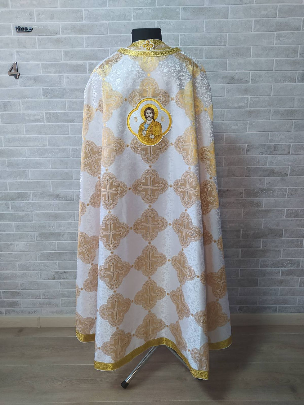 Thumbnail: Greek brocade vestment with icon - Greek vestment - Priest liturgical clothes