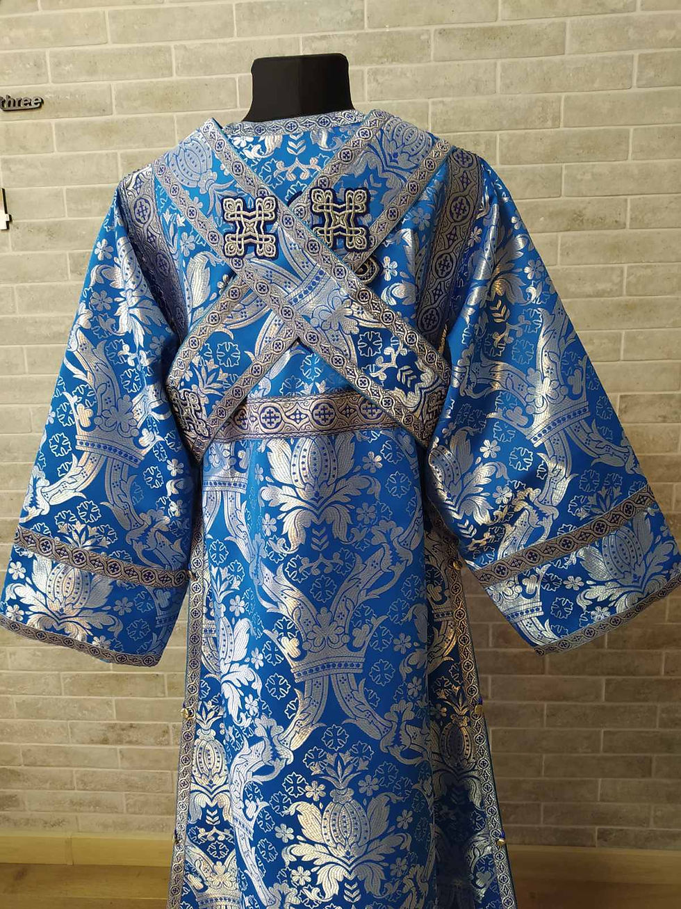 Thumbnail: Blue subdeacon's alb - Orthodox Vestment - Subdeacon's set of vestments - Silver