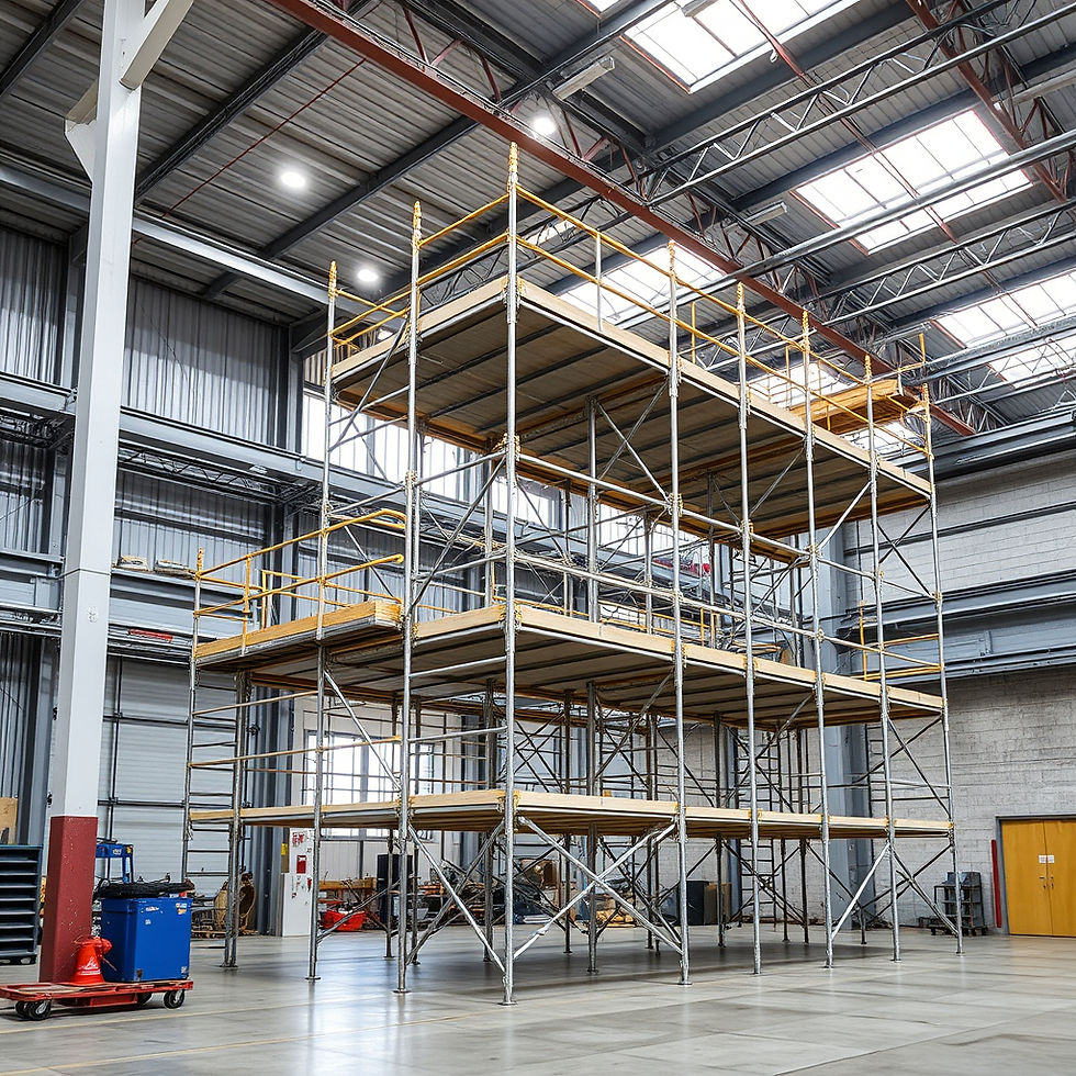 indoor scaffolding in an industrial hall