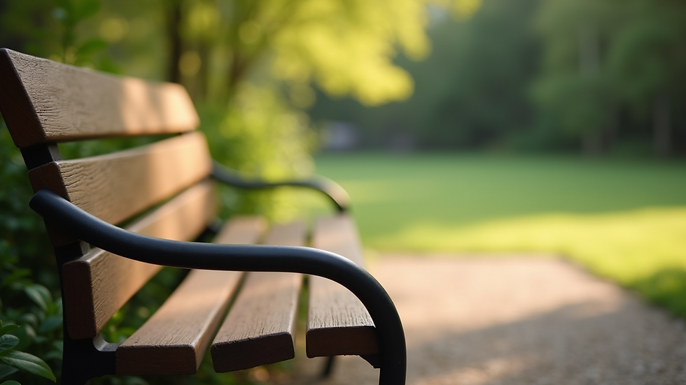 Close-up view of serene outdoor therapy bench