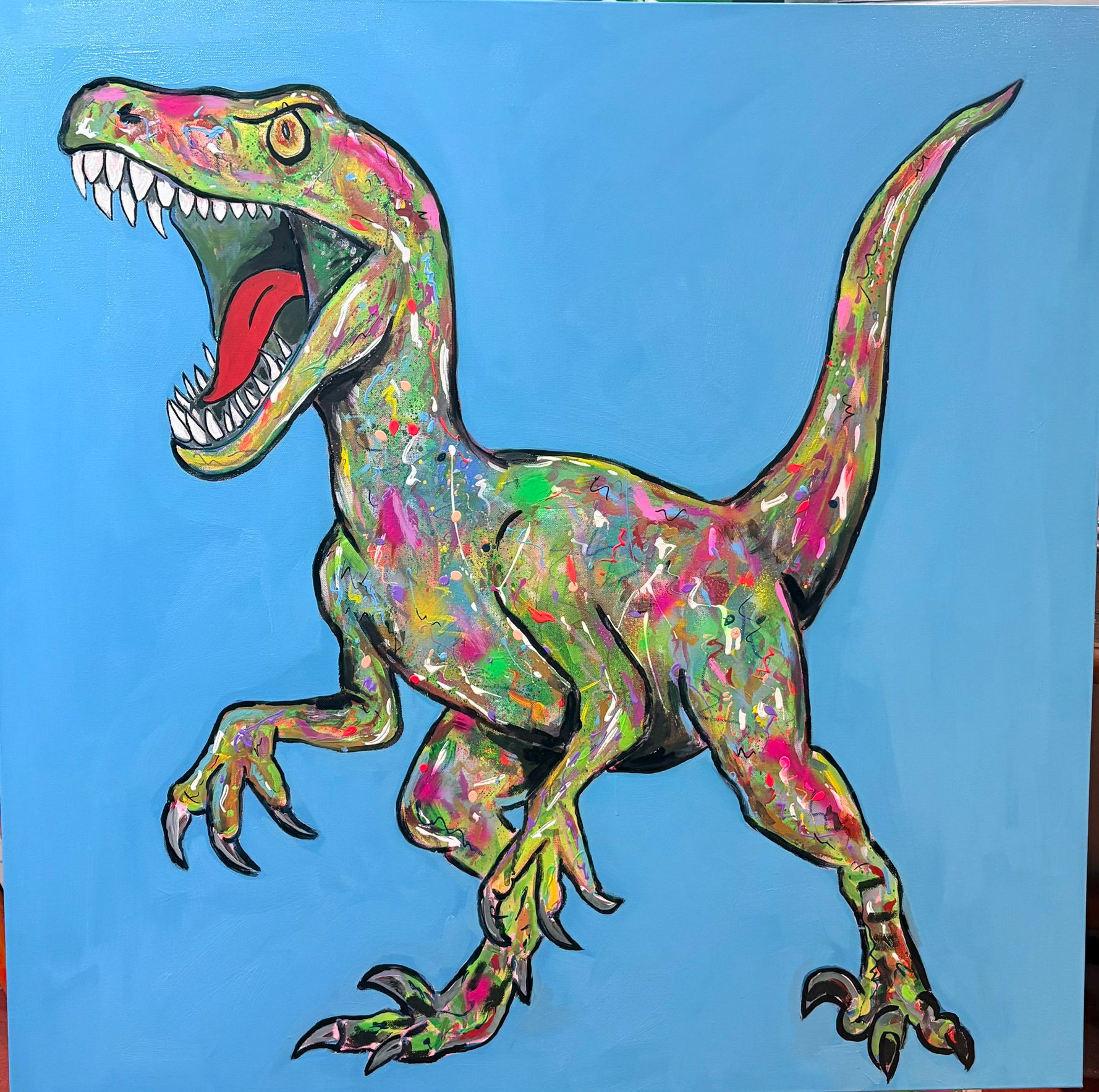 Velociraptor blue 30x30cm Print - Limited edition