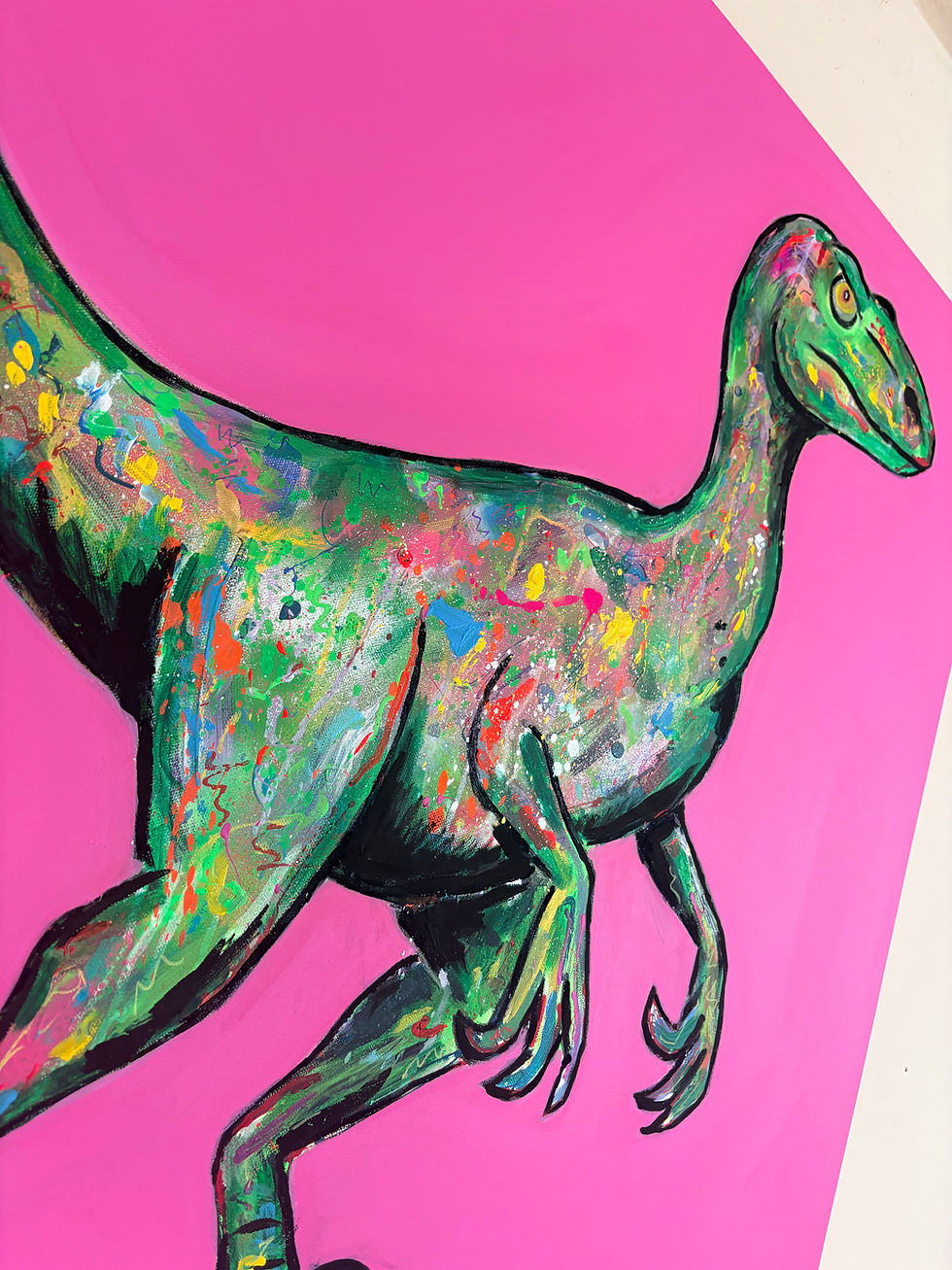 Thumbnail: Velociraptor Pink - Original 100cm x 100cm Acrylic on Canvas