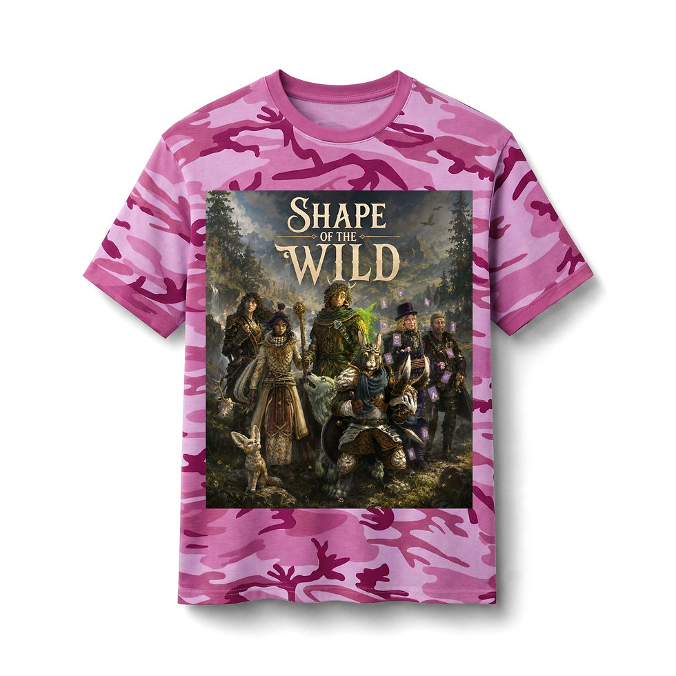 Thumbnail: Shape of the Wild Camo Tee — Fantasy RPG Character Art T‑Shirt