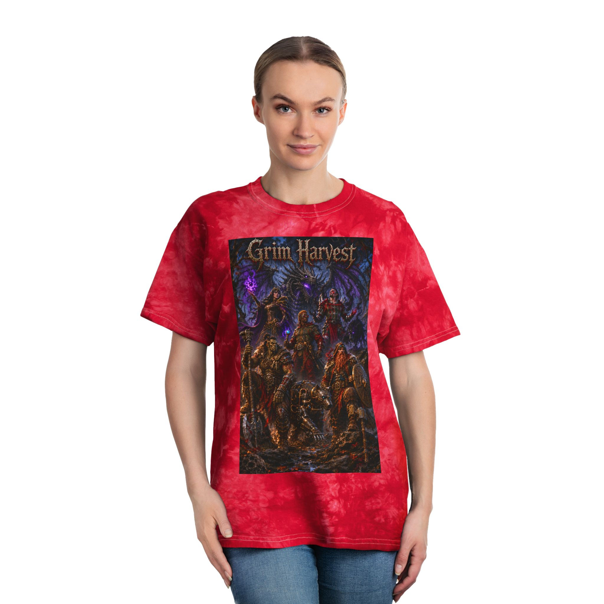 Grim Harvest Tie-Dye T-Shirt — Dark Fantasy Band Art Tee