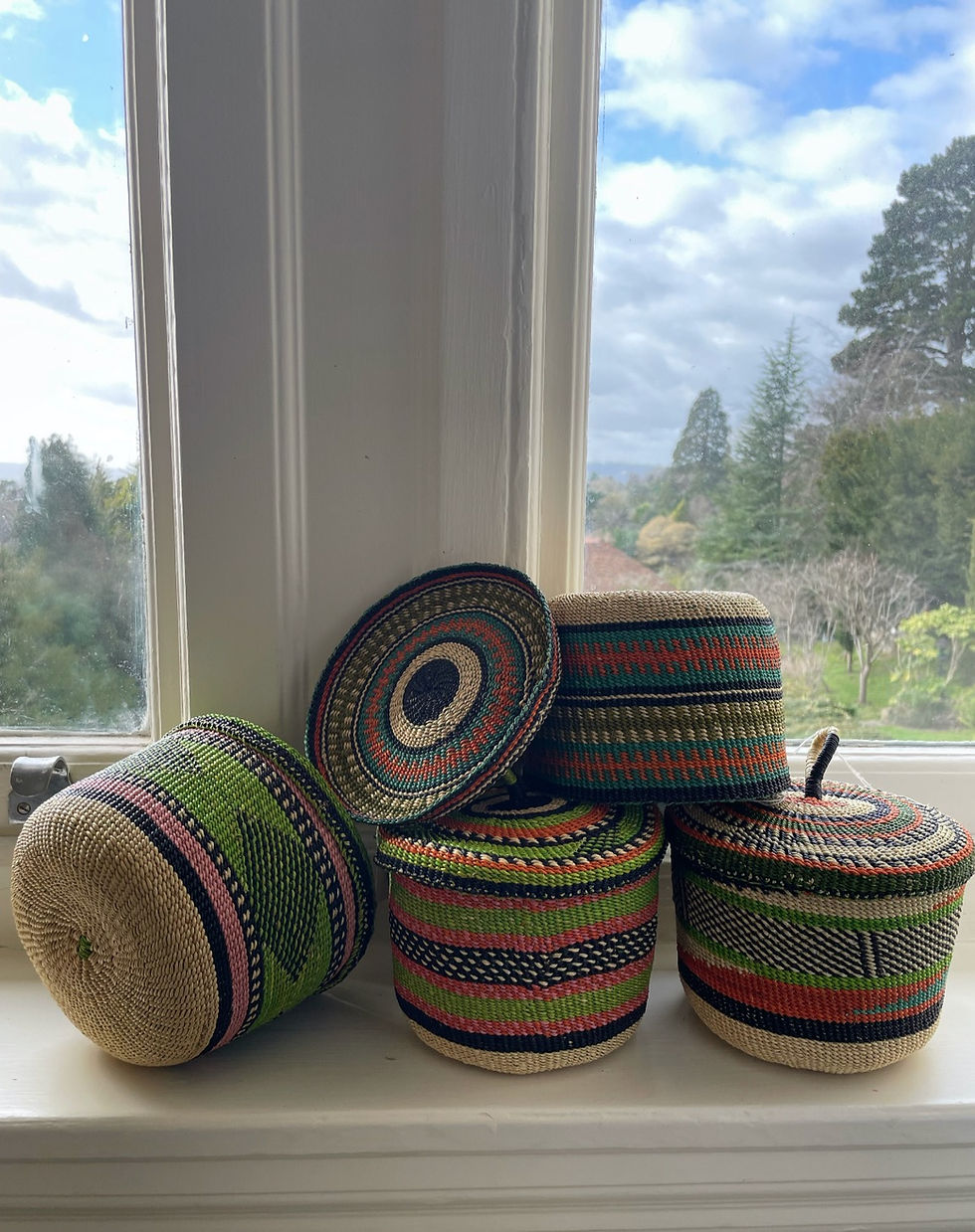 Thumbnail: Banasco Basket in Citrus Green with Pink & Dusk Pattern