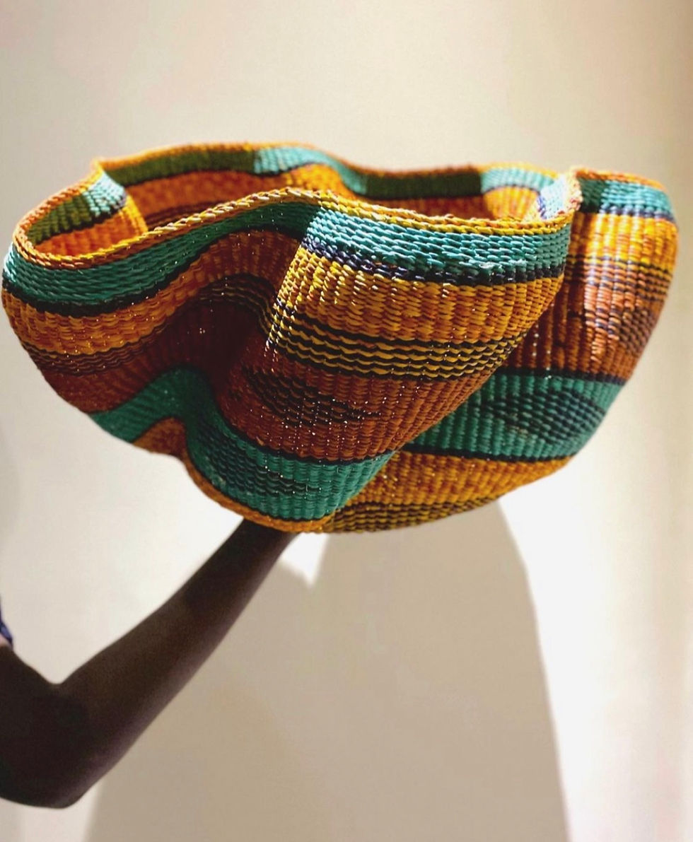 Thumbnail: Large Wave Basket in 'Sunset, Teal & Cocoa' with Dusk Pattern