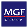 MGF Group logo: A sleek and modern logo featuring the initials "MGF" in bold, white letters against a purple background.