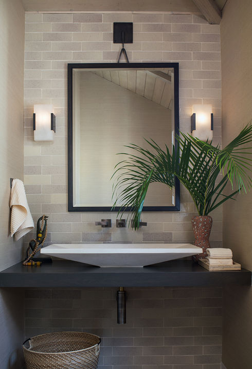 Playa del Rey Los Angeles costal powder room with vessel sink