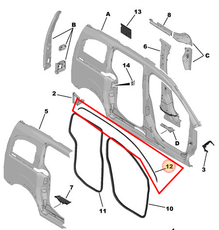 PSA Orijinal Partner - Berlingo Sağ Tavan Oluk Lastiği 9025.H2