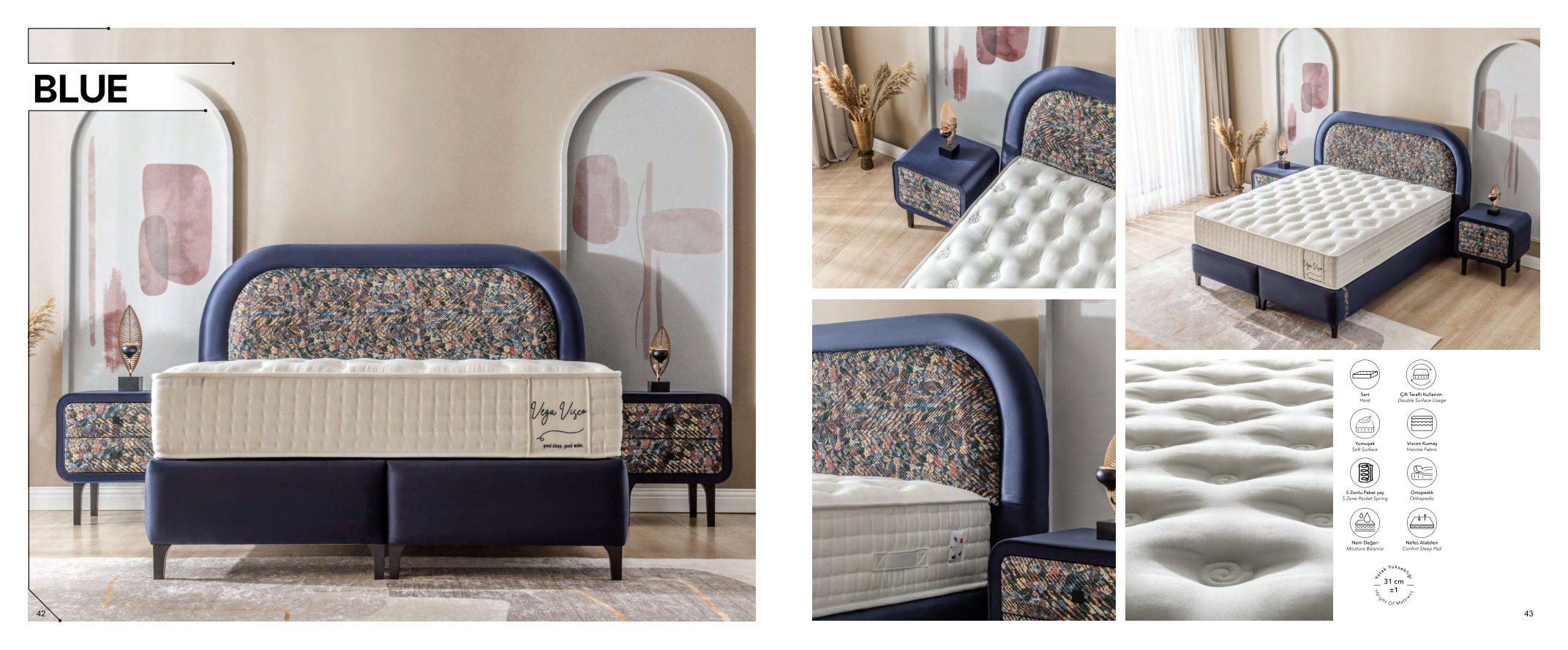 Original BMR bedroom catalogue page 6, showing Blue