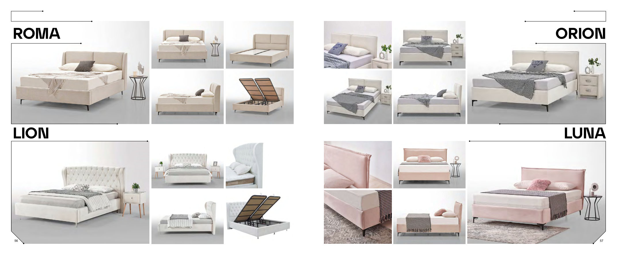 Original BMR bedroom catalogue page 13, showing Roma, Orion, Lion & Luna