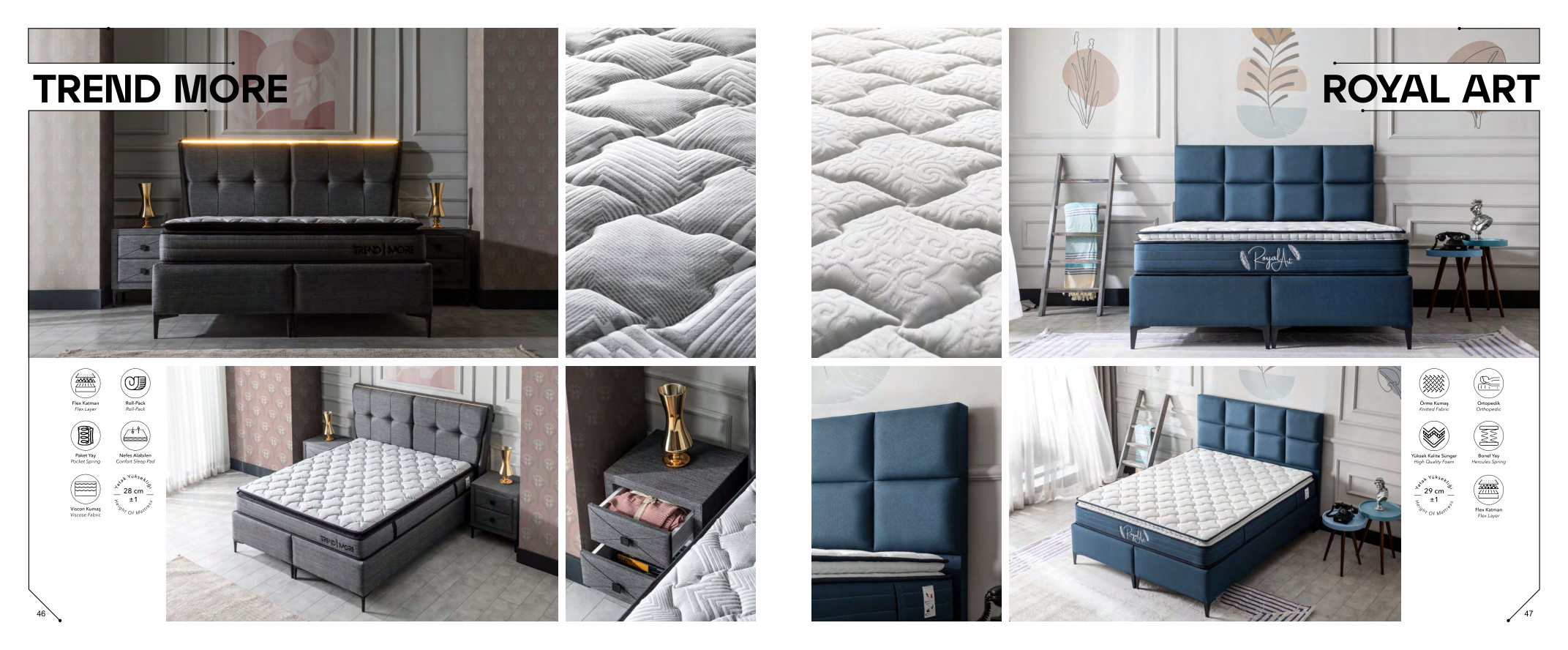 Original BMR bedroom catalogue page 8, showing Trend More & Royal Art