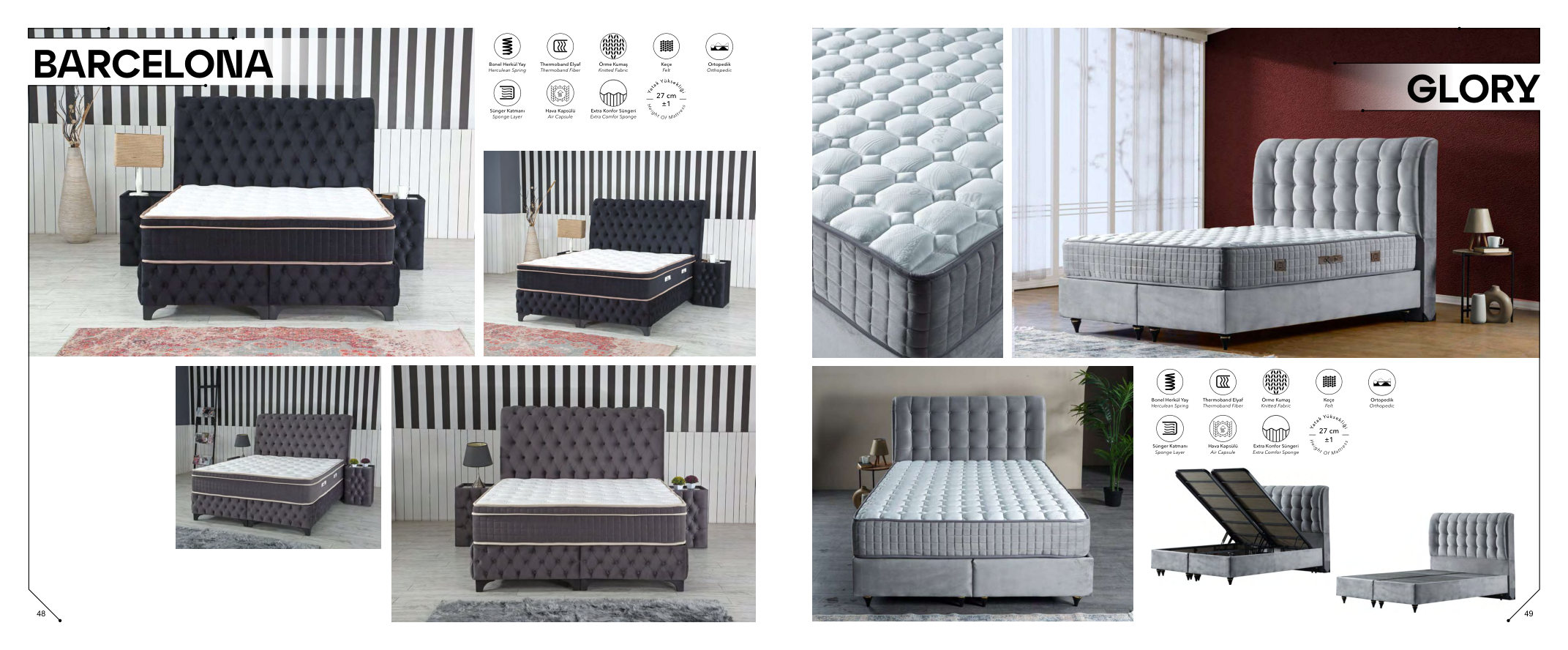 Original BMR bedroom catalogue page 9, showing Barcelona & Glory
