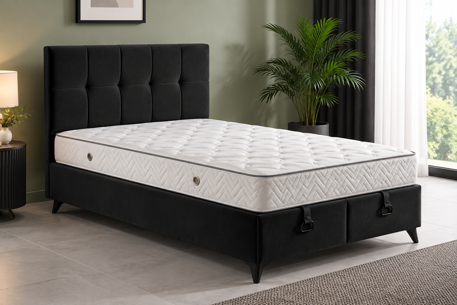 Alize black upholstered bed