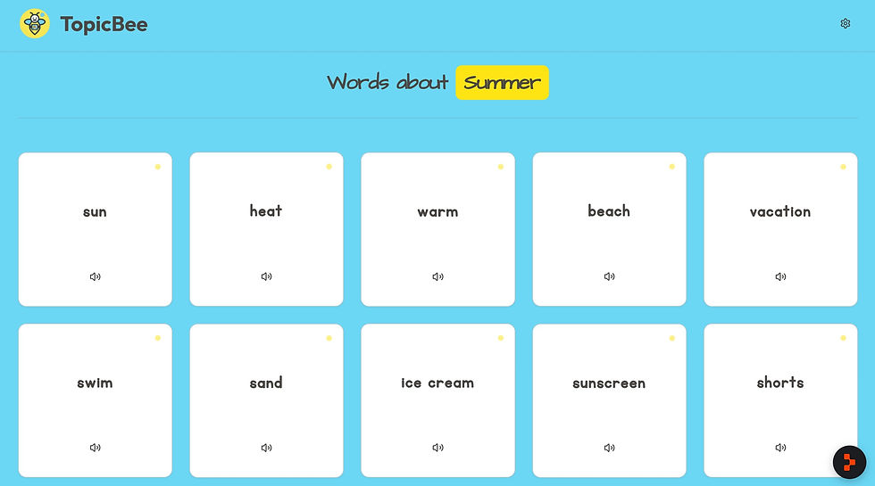 Wonderwall words for the topic of Summer
