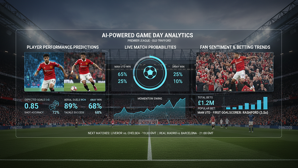 Eye-level view of a digital sports betting dashboard displaying AI-generated statistics