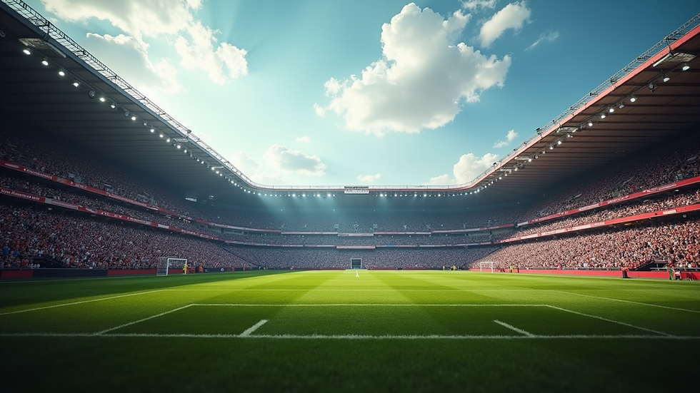 Eye-level view of a large stadium filled with fans during a soccer match