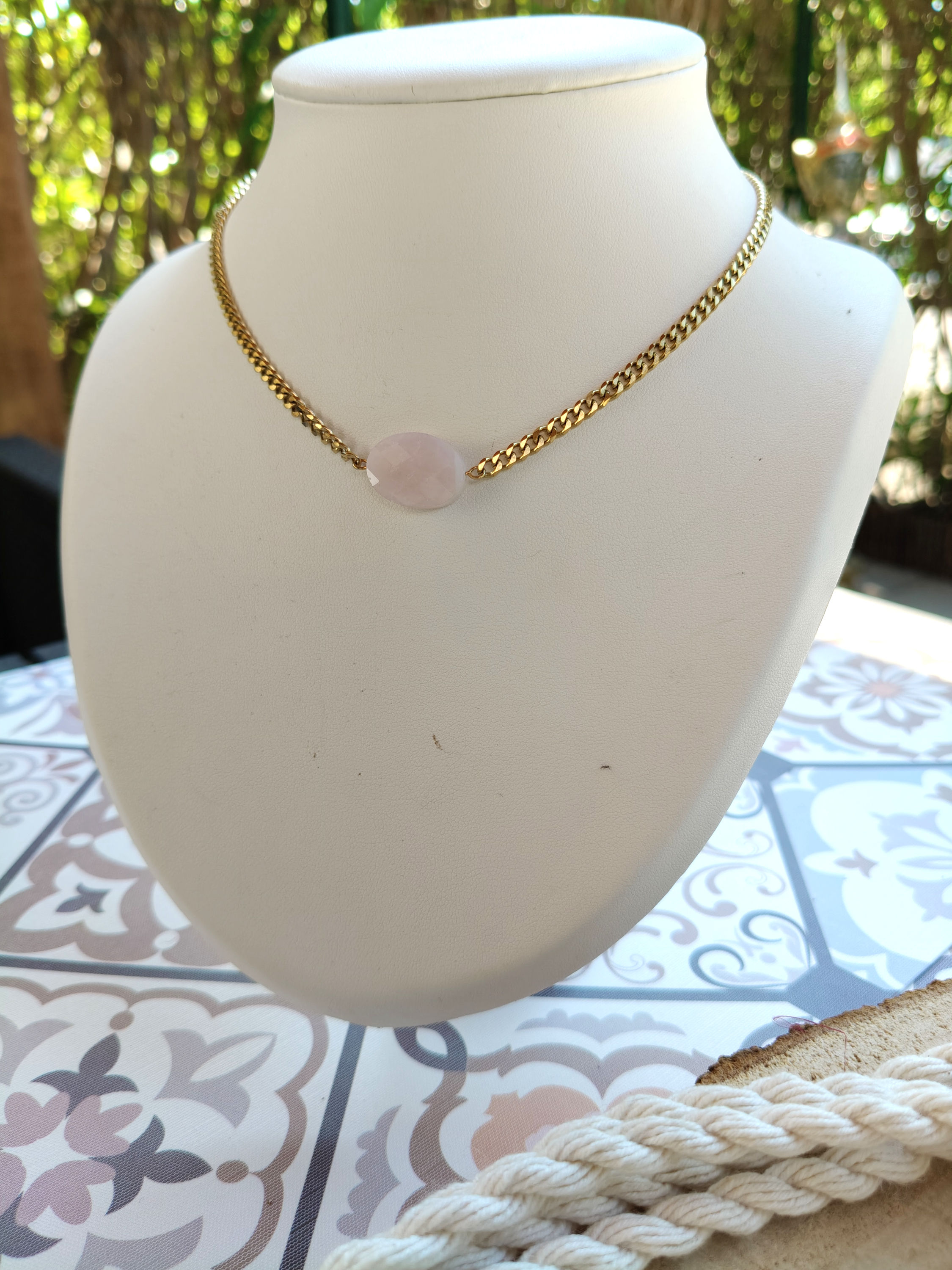 Collier Déesse Quartz rose