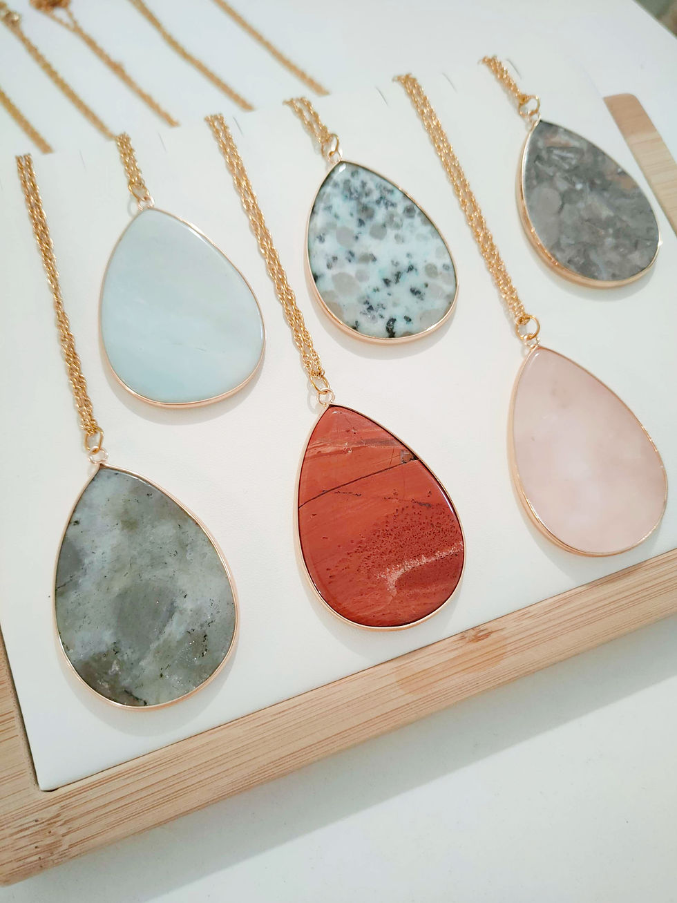 Miniature : Sautoir goutte Agate folle 35x50mm