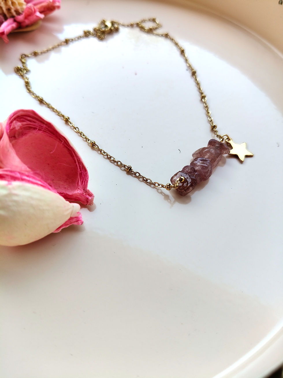 Miniature : Collier Stellaire Quartz fraise