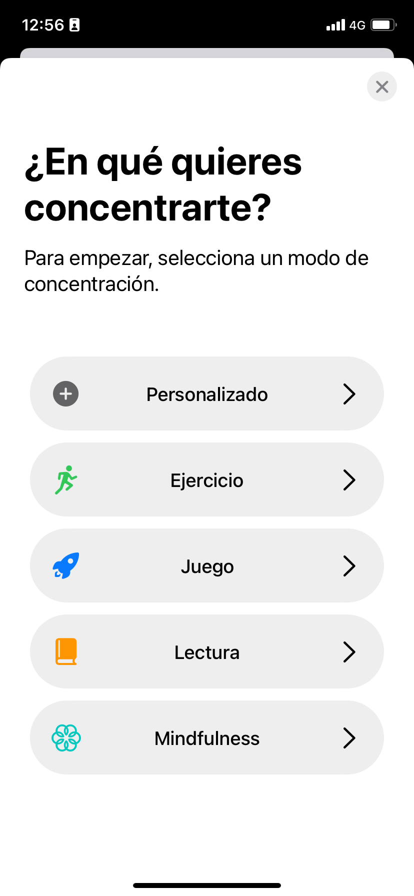 proceso creación nuevo modo de concentración en iOS 15