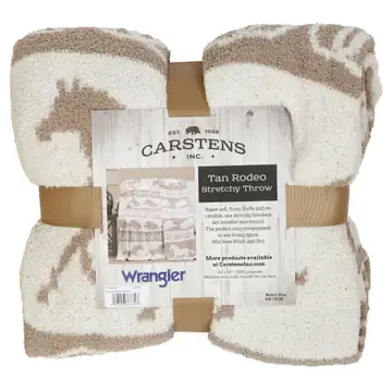 Thumbnail: Wrangler Tan Rodeo Stretchy Throw Blanket