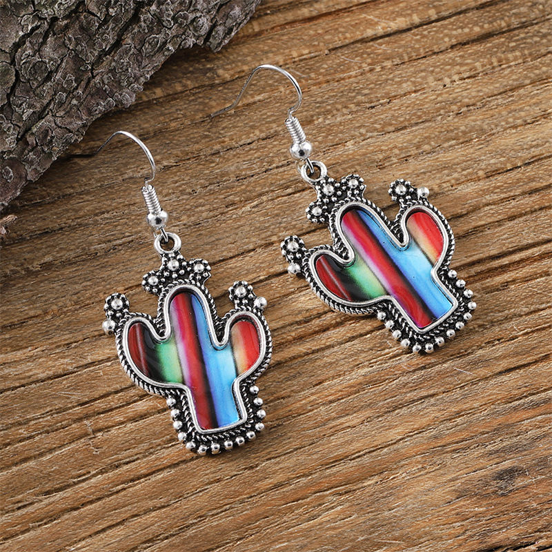 Thumbnail: Colorful Cactus Enamel Earrings3
