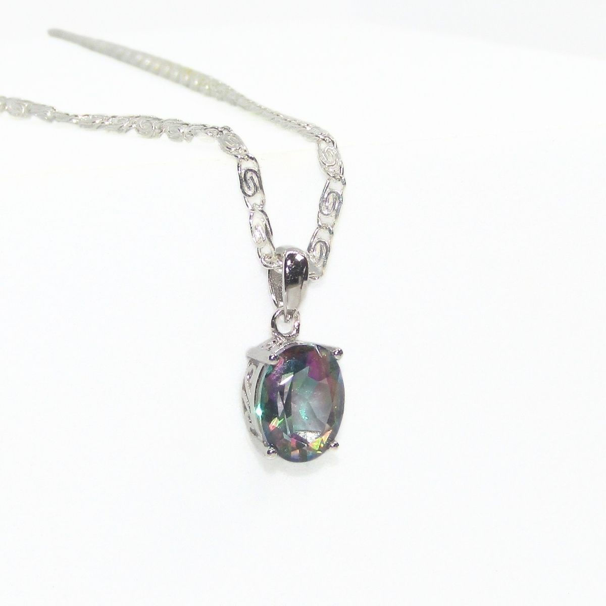 4.7ct rainbow mystic quartz necklace set in 925 sterling silver