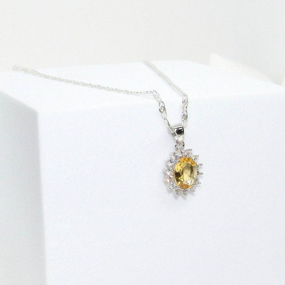 Thumbnail: Complete with sparkling zircon side stones and a matching sterling silver chain