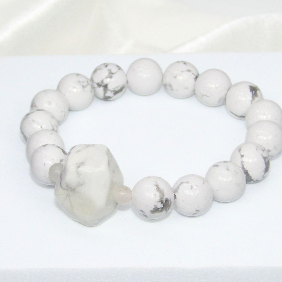 Thumbnail: White Howlite large beaded bracelet featuring soothing crystal energy.