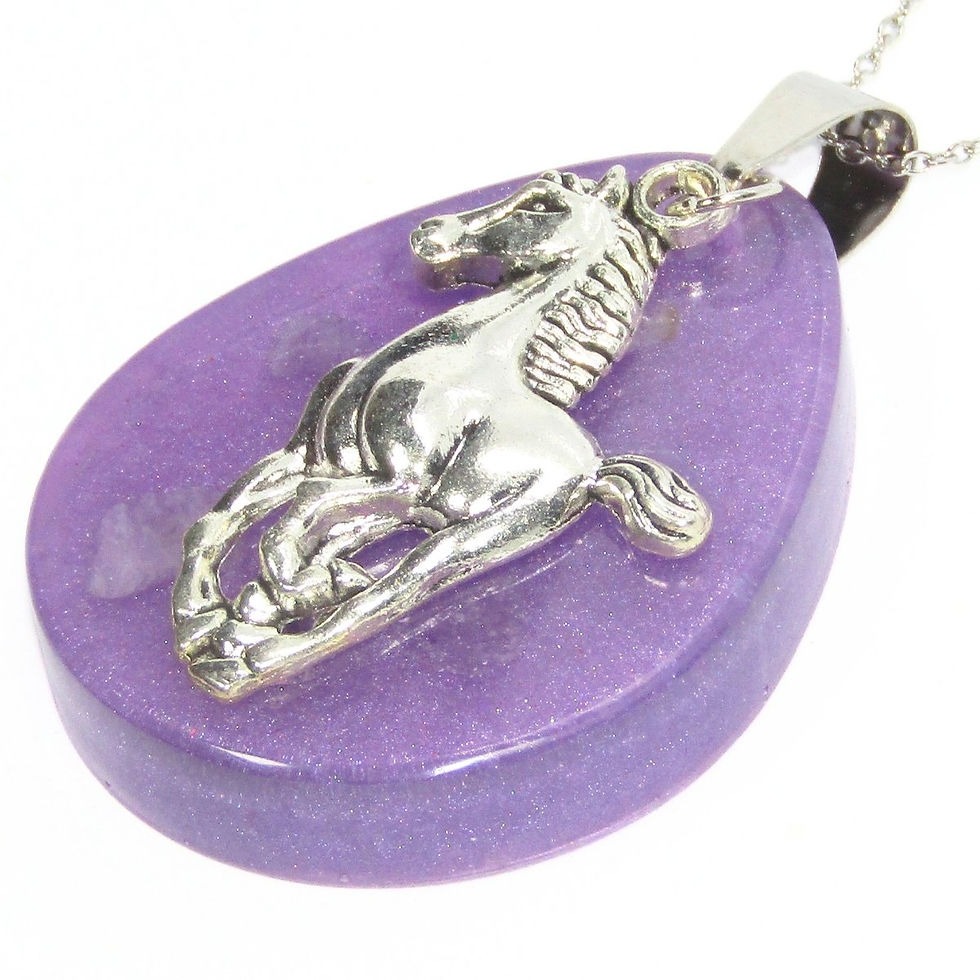 Thumbnail: Amethyst Crystal Galloping Silver Horse Pendant