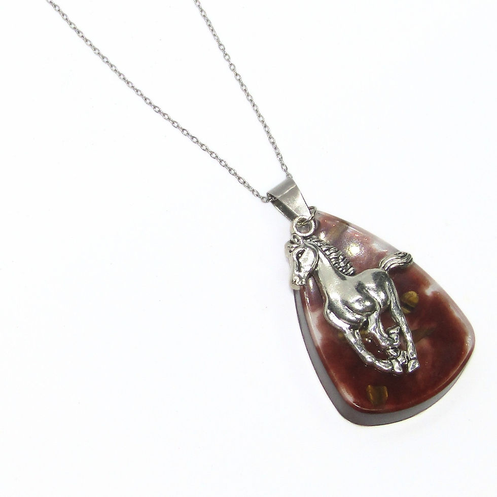 Thumbnail: Galloping Horse Gold Tigers Eye Necklace