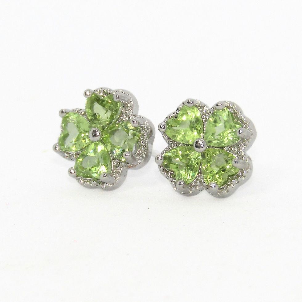 Thumbnail: Lucky shamrock earrings with green peridot stone