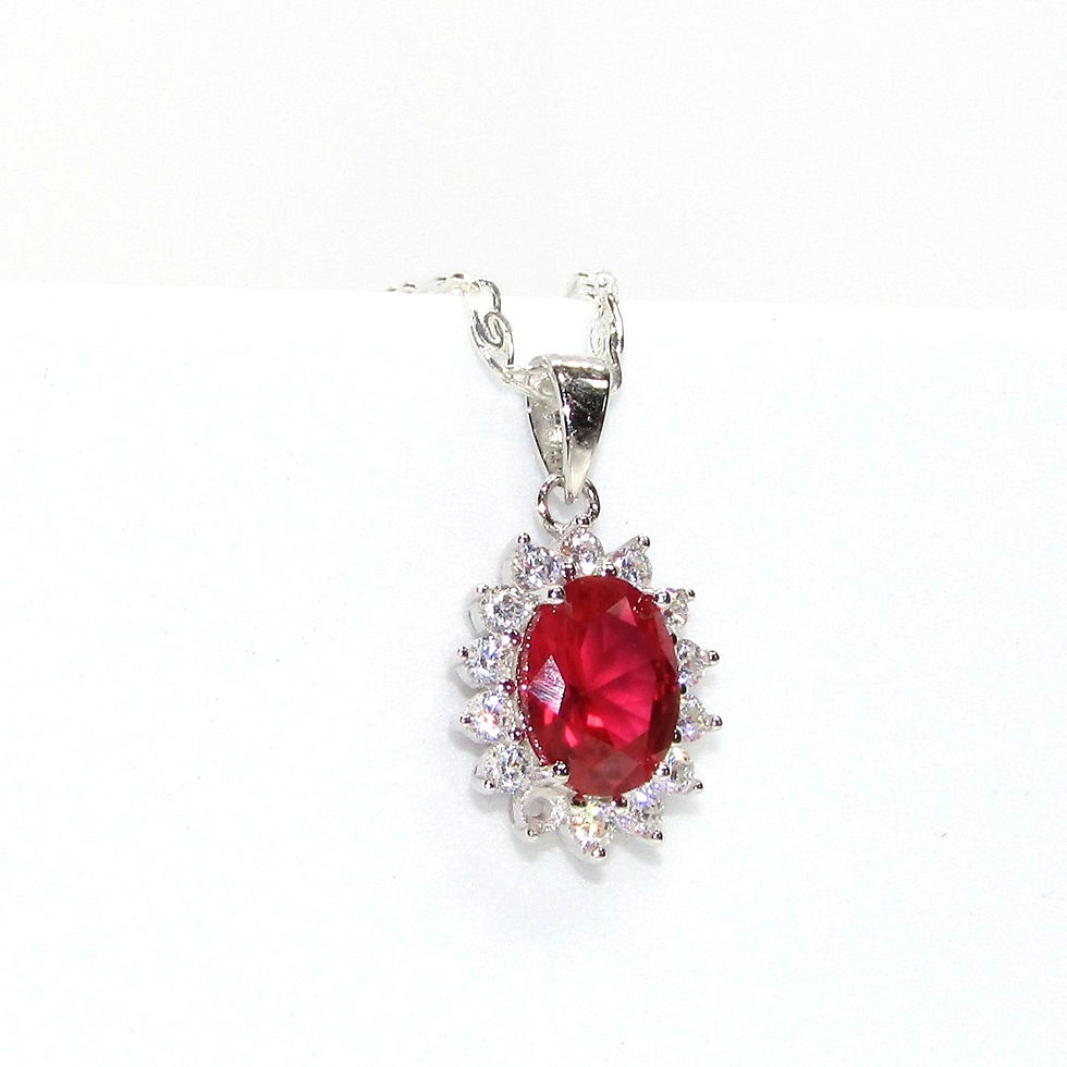 Thumbnail: Close-up of the pendant's prong setting, ensuring security for the ruby centerpiece.