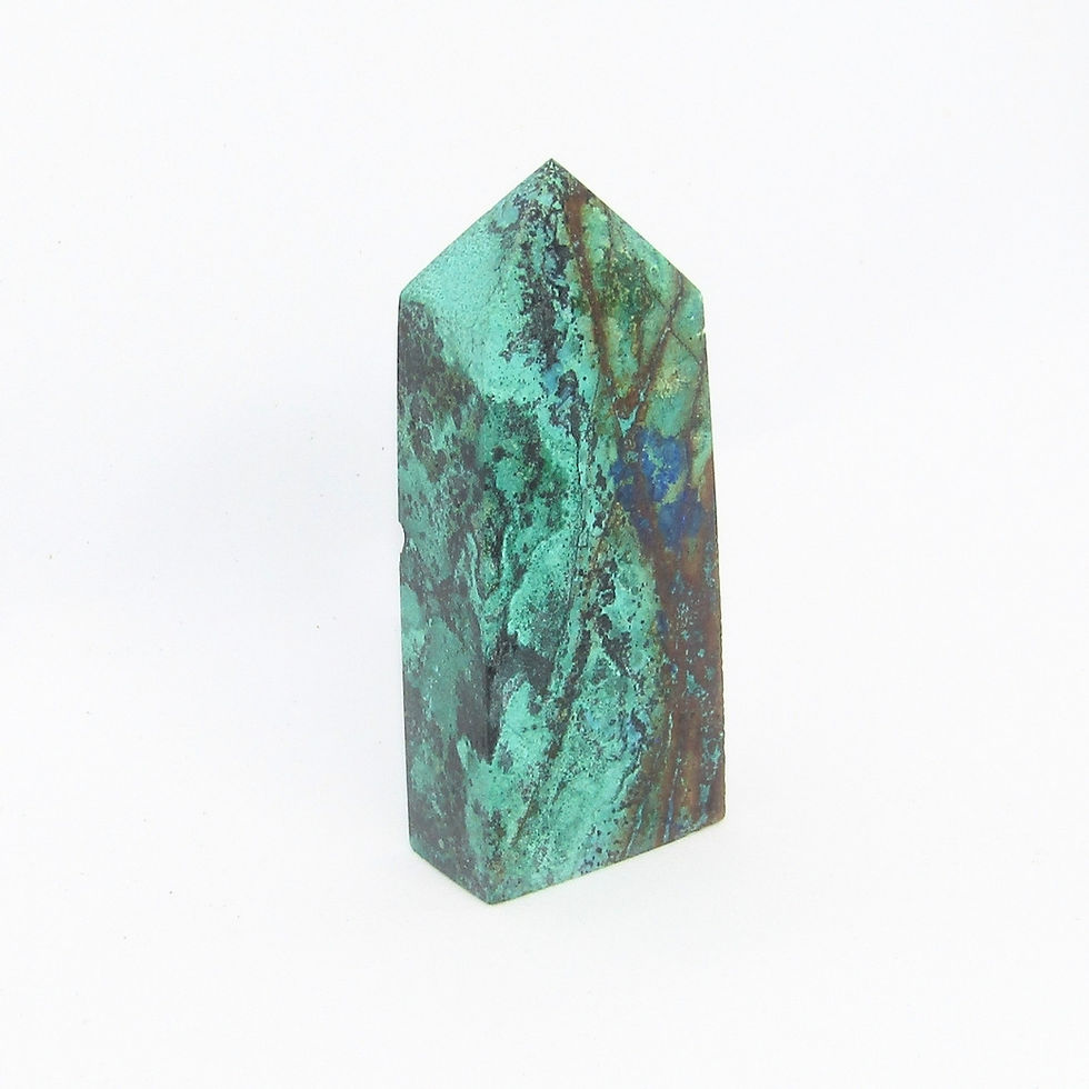Ultra-rare 58mm Phoenix Pine Quartz Tower – a stunning blend of Malachite, Chrysocolla, and Quartz for powerful energy work